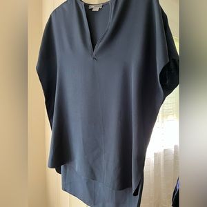 Vince silk V-neck high low hem blouse